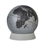Tischglobus Emform 30cm Durchmesser lose Kugel auf Sockel SE-0965 Ring Globus silber matt Designglobus Silver Globe World Earth